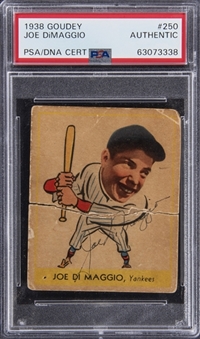 1938 Goudey #250 Joe DiMaggio Signed Rookie Card – PSA Authentic, PSA/DNA Certified